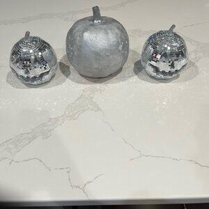 Silver Decorative Pumpkins Set